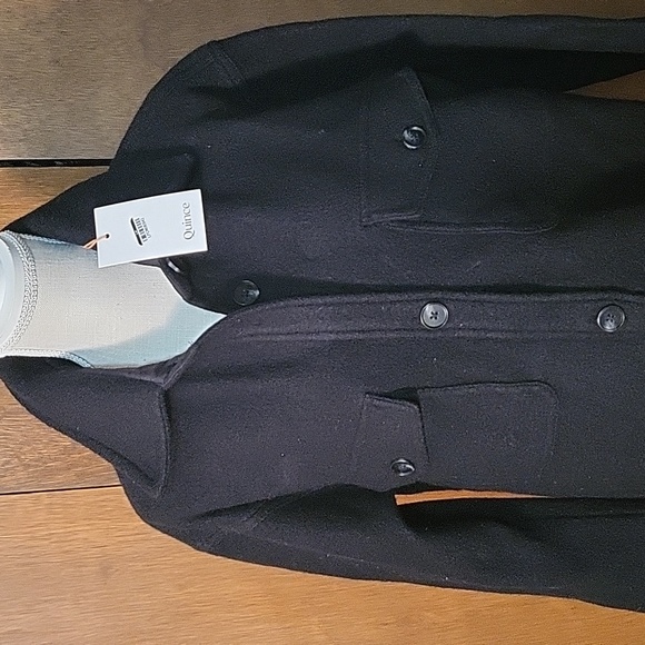 Quince Black Merino Wool Long Shirt Jacket - Picture 7 of 11